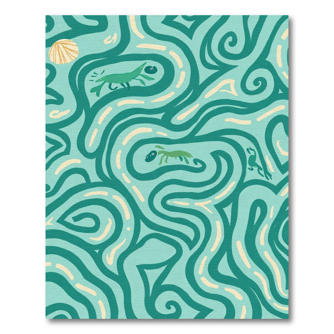 Whimsical Teal Creature Swirls Rug