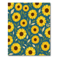 Golden Sunflower Garden Teal Rug