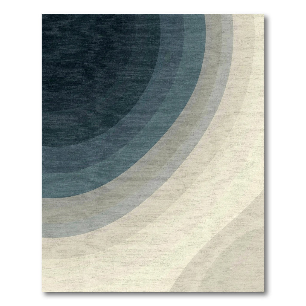 Deep Blue Gradation Concentric Rings Rug
