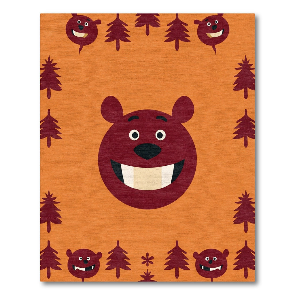 Cheery Bear Forest Border Rug