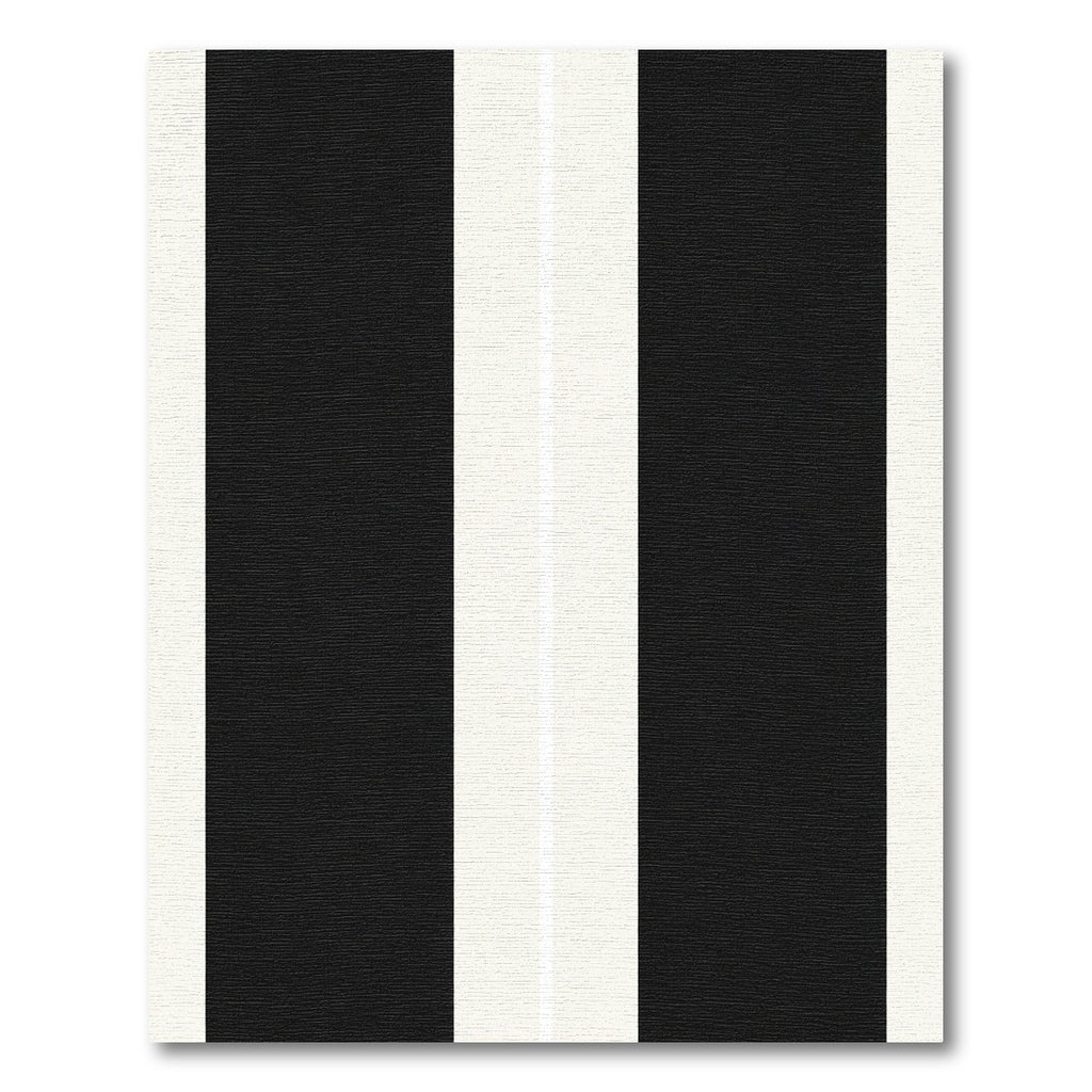 Bold Black White Parallel Bands Rug