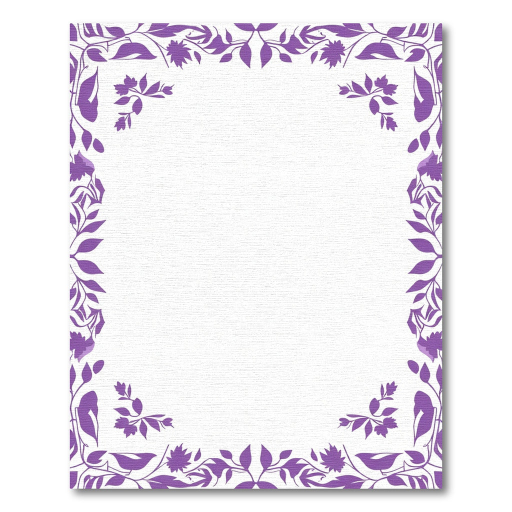 Vibrant Purple Botanical Vine Border Rug