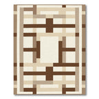 Brown Beige Geometric Rectangular Block Rug
