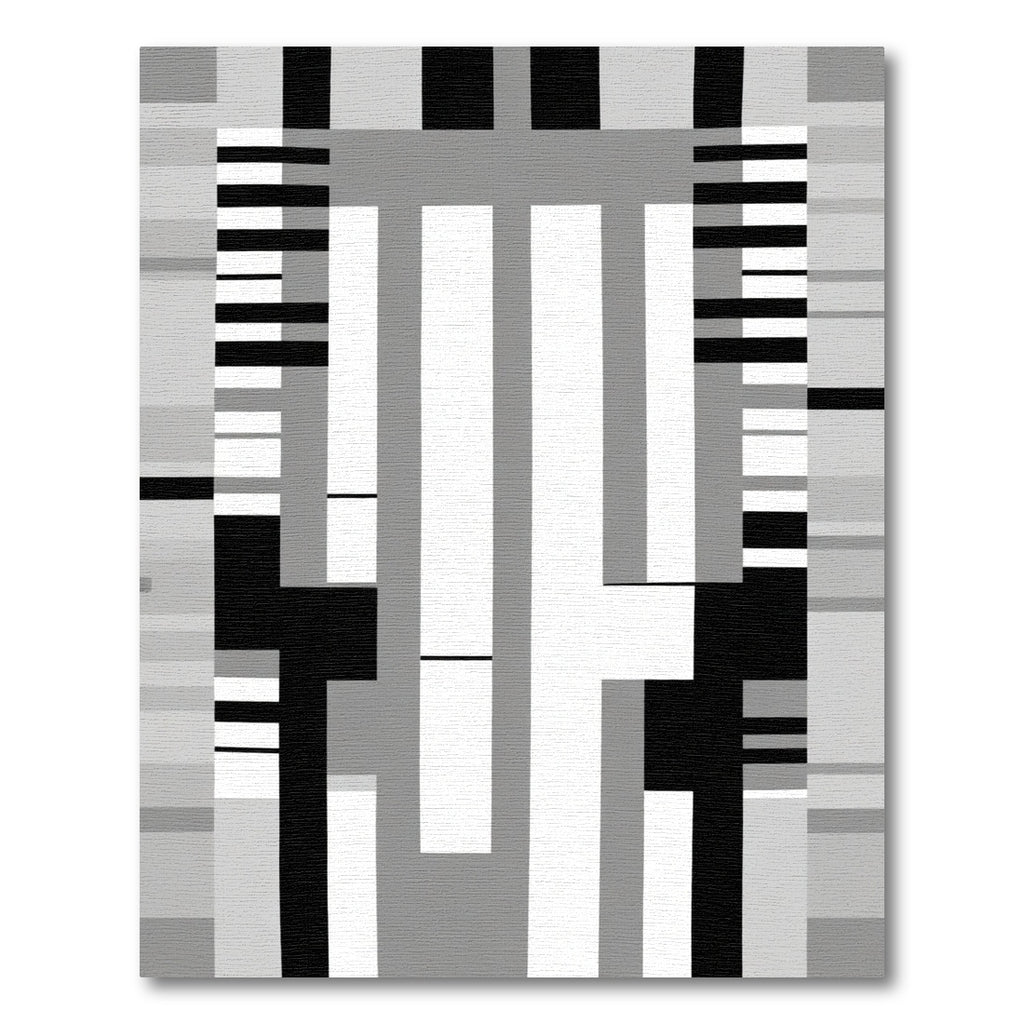 Modern Gray Black Geometric Block Rug