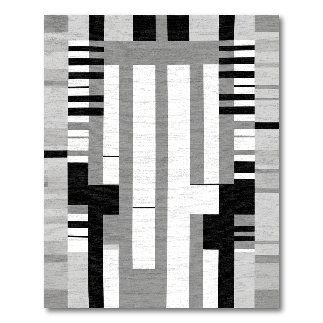 Modern Gray Black Geometric Block Rug