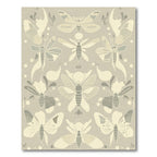 Cream Beige Abstract Insect Collage Rug