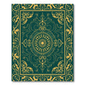 Ornate Teal Gold Floral Border Centerpiece Rug