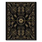 Gold Botanical Garden Black Medallion Rug