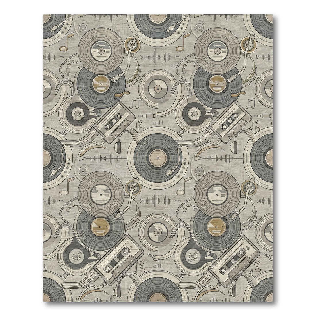 Vintage Vinyl Record Cassette Collage Rug