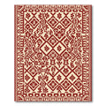 Crimson Floral Diamond Lattice Rug