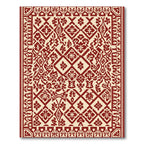 Crimson Floral Diamond Lattice Rug