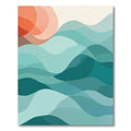 Crimson Sun Over Teal Wave Layers Rug
