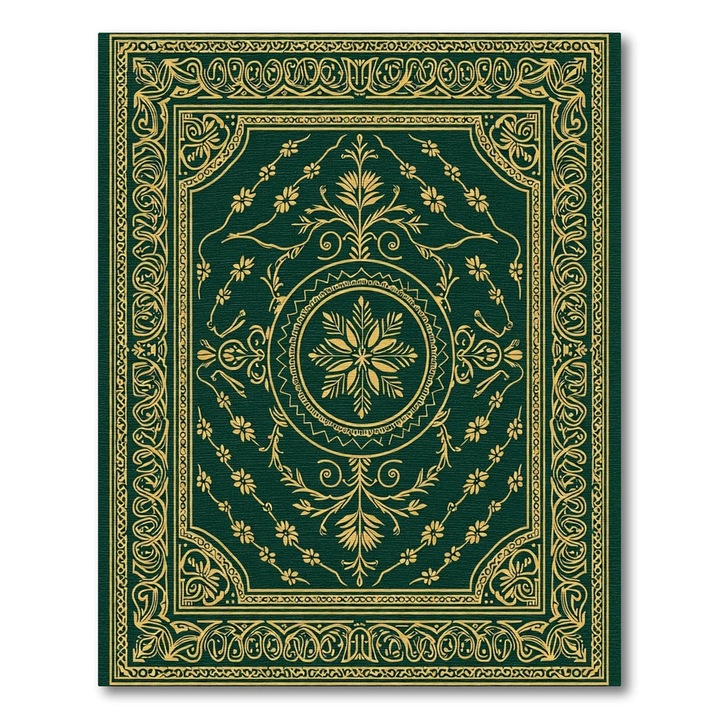 Emerald Golden Arabesque Floral Medallion Rug