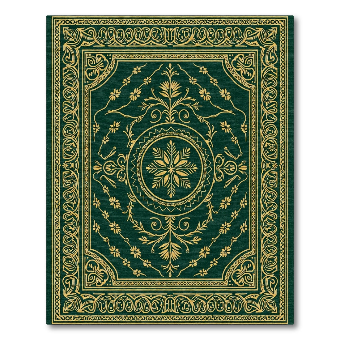 Emerald Golden Arabesque Floral Medallion Rug