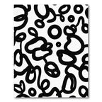 Black White Abstract Swirls Circles Rug