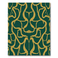 Deep Emerald Golden Curving Swirl Rug