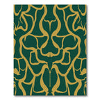 Deep Emerald Golden Curving Swirl Rug