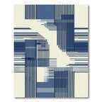 Deep Blue Geometric Grid Overlay Rug