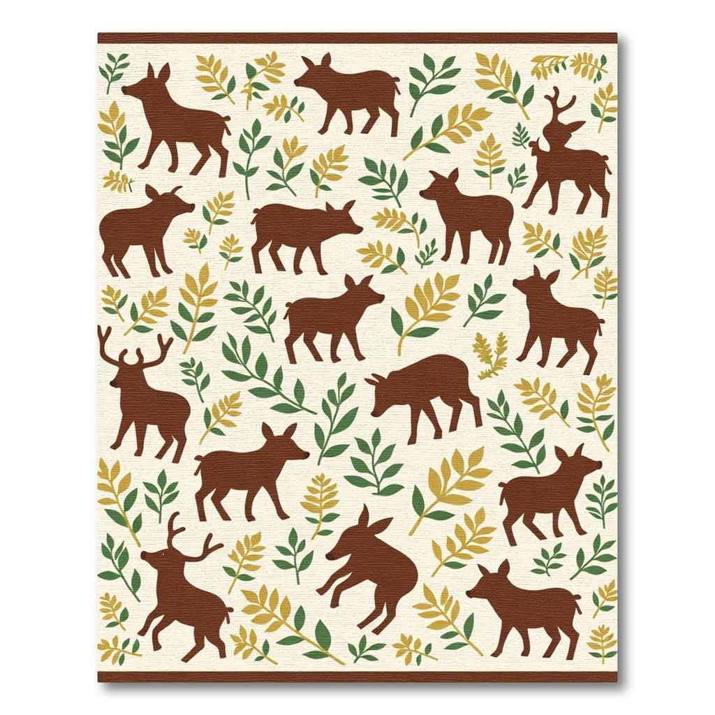 Brown Deer Woodland Leaves Rug