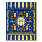 Naval Blue Gold Medallion Compass Rug