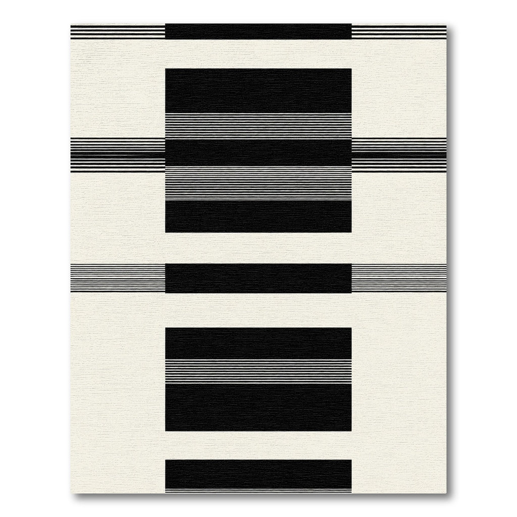 Black White Bold Stripe Rectangles Rug