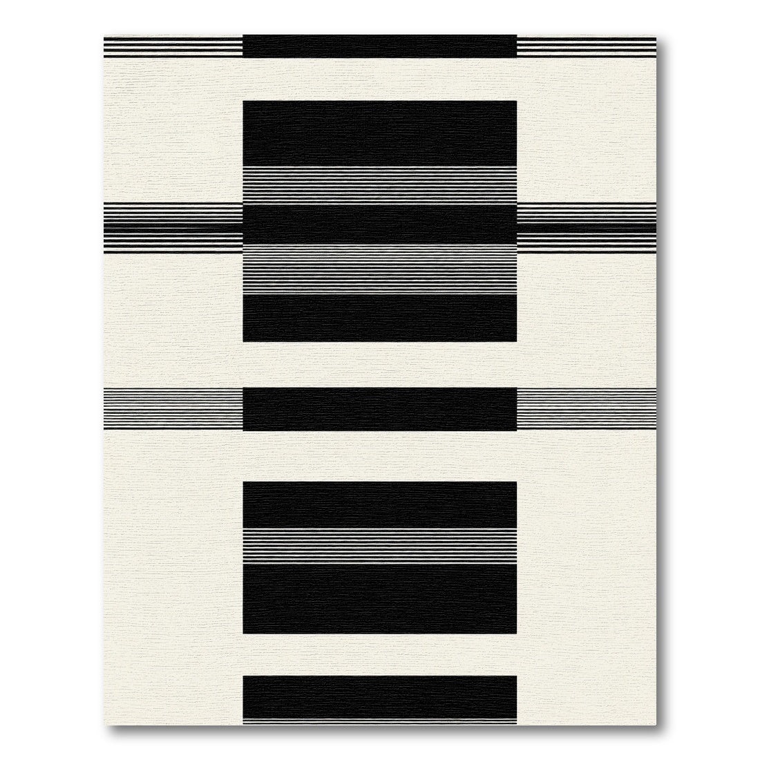 Black White Bold Stripe Rectangles Rug