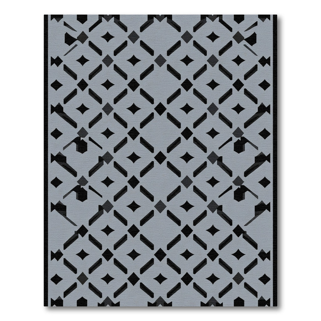 Gray Geometric Lattice Diamond Rug