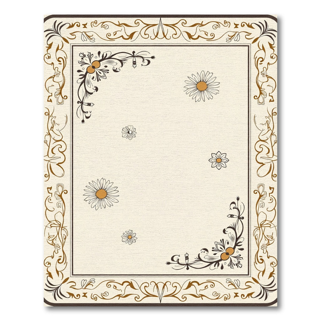 Cream Daisy Filigree Border Rug