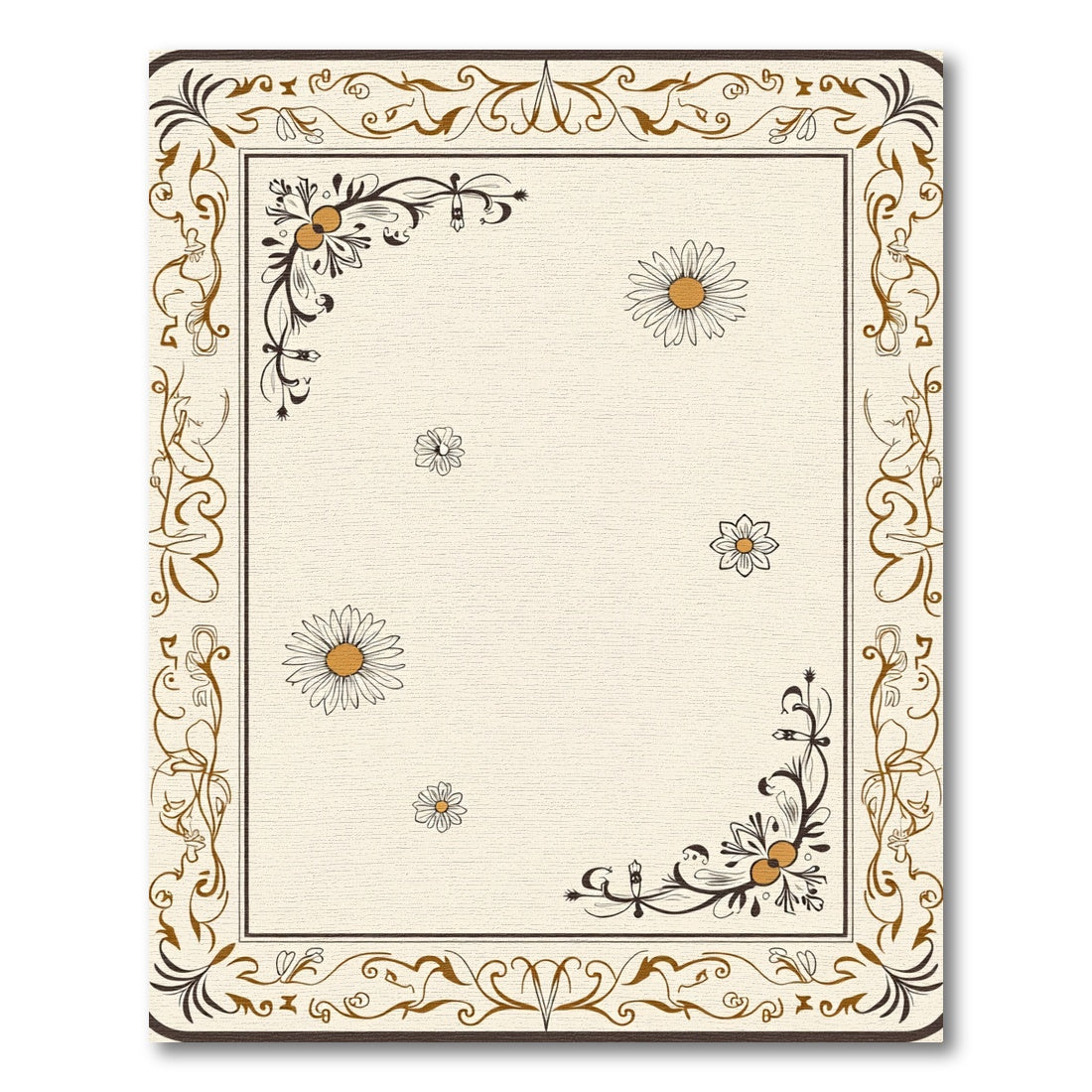 Cream Daisy Filigree Border Rug