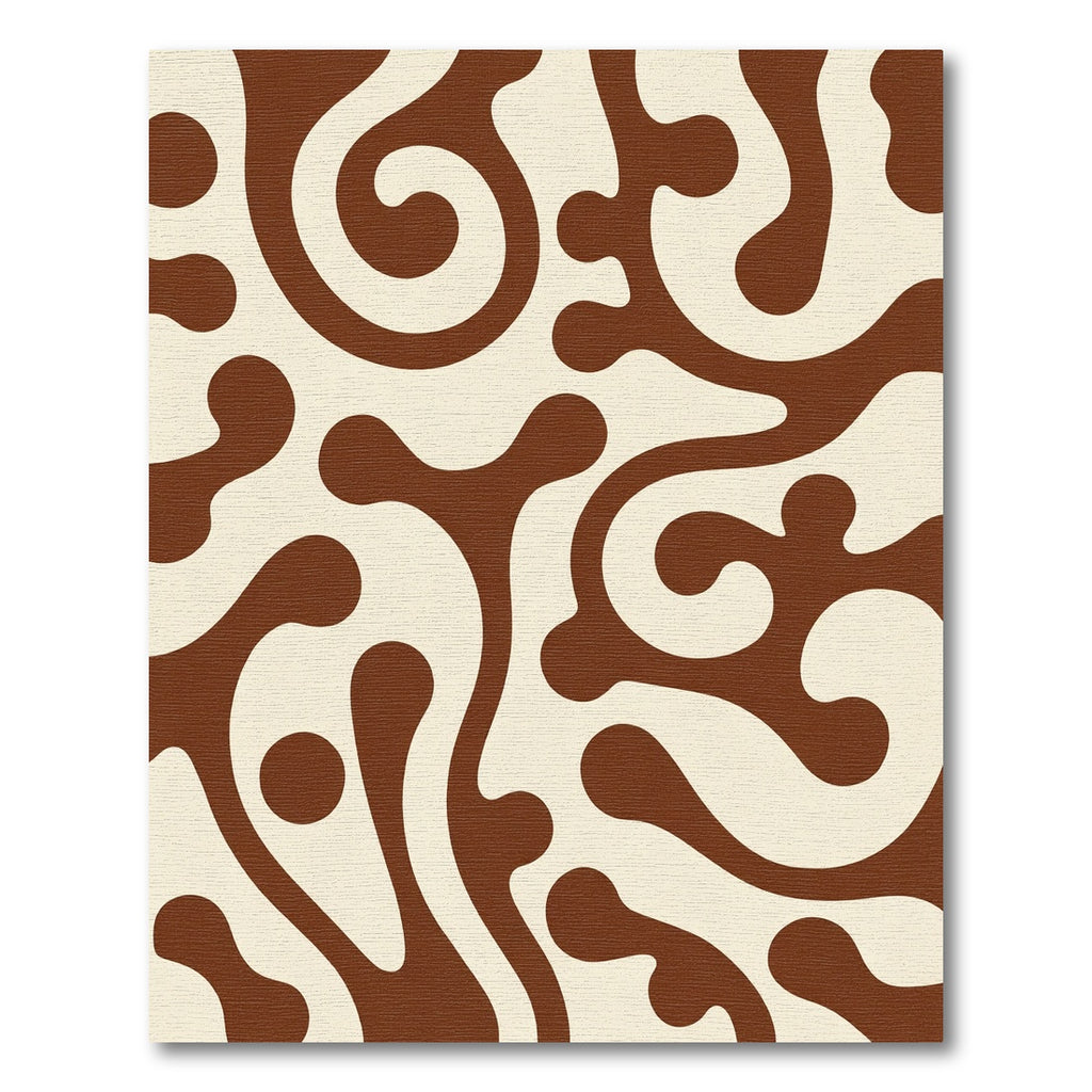 Retro Cream Brown Swirl Organic Rug