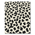 Abstract Black Ivory Scattered Shapes Rug