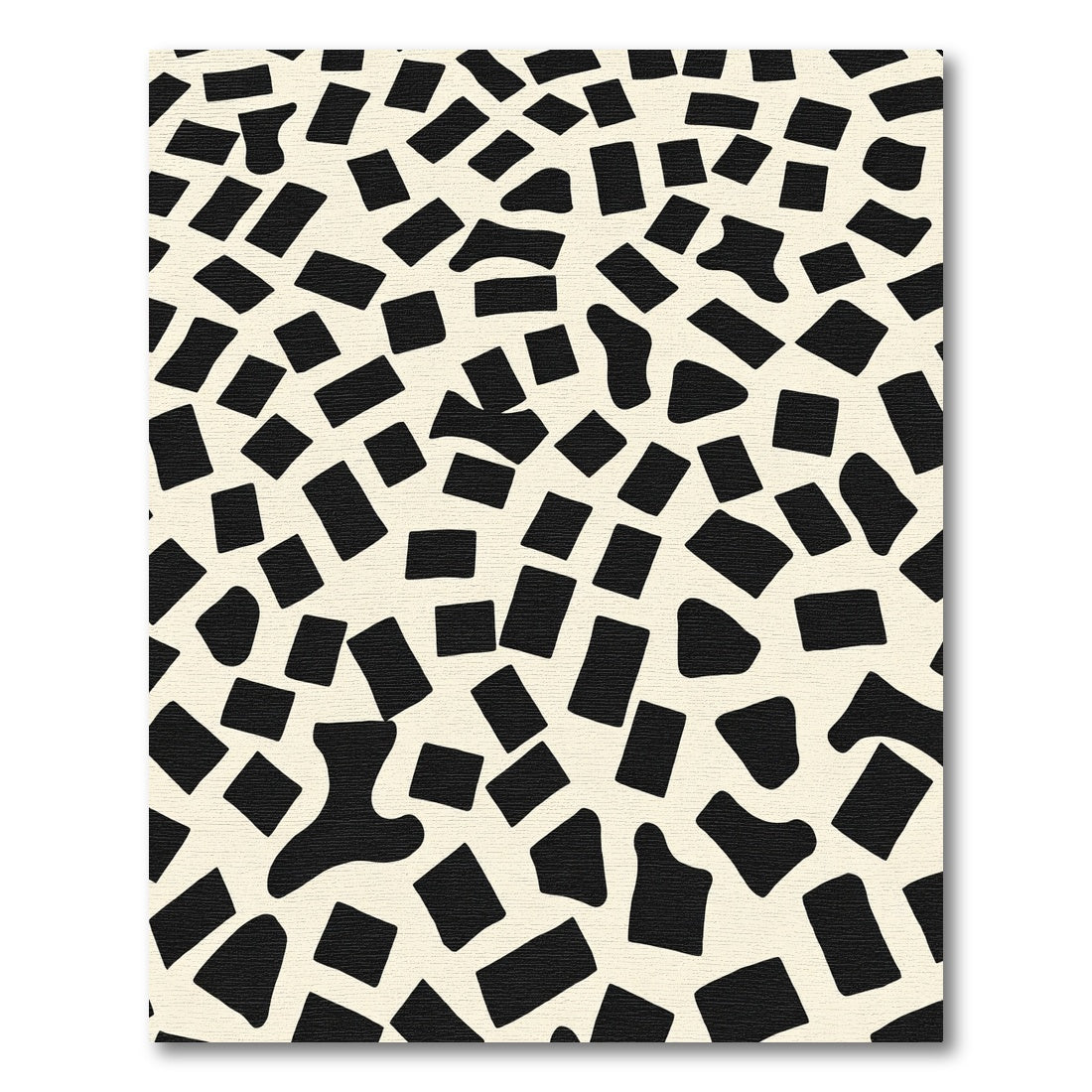 Abstract Black Ivory Scattered Shapes Rug