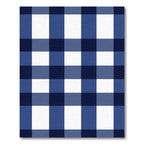 Navy White Gingham Checkered Squares Rug