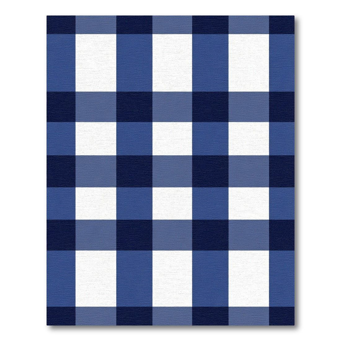 Navy White Gingham Checkered Squares Rug