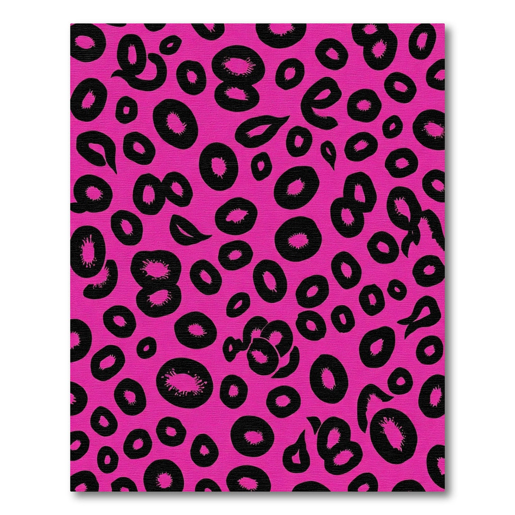 Vibrant Pink Black Spotted Abstract Rug
