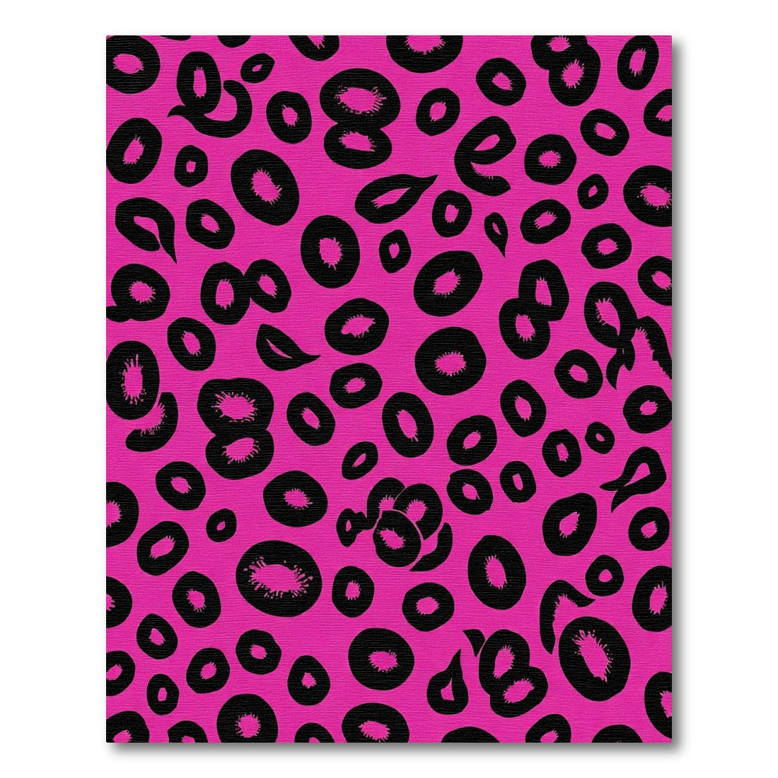 Vibrant Pink Black Spotted Abstract Rug