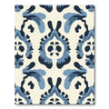 Navy Blue Floral Medallion Pattern Rug