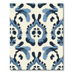Navy Blue Floral Medallion Pattern Rug