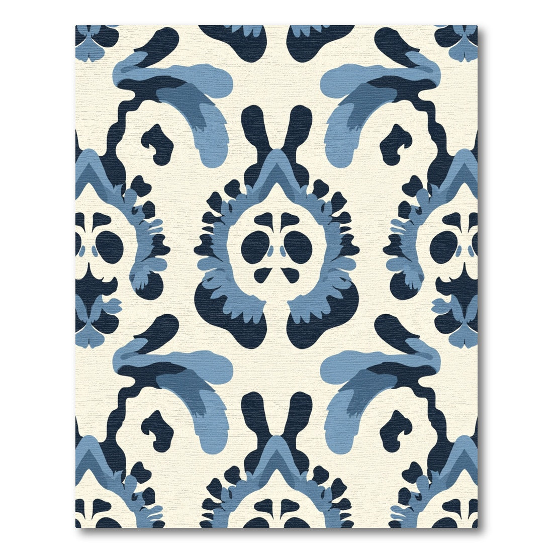 Navy Blue Floral Medallion Pattern Rug