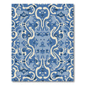 Blue Cream Abstract Symmetry Scroll Rug