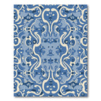 Blue Cream Abstract Symmetry Scroll Rug