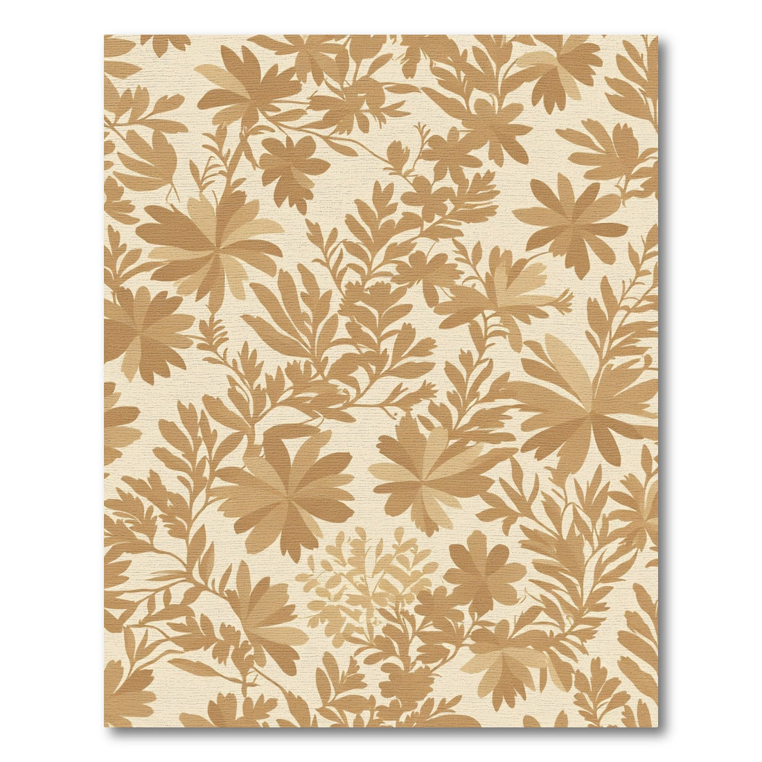 Tan Floral Meadow Botanical Rug