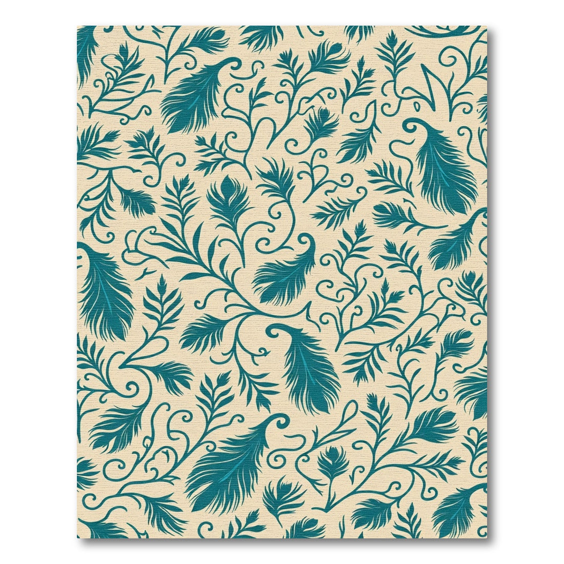 Teal Feather Nouveau Scrollwork Rug