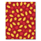 Red Yellow Floral Leaf Composition Rug