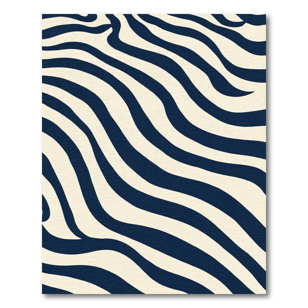 Navy Cream Wavy Stripe Rug