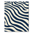 Navy Cream Wavy Stripe Rug