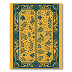 Golden Yellow Teal Floral Animal Abstract Rug