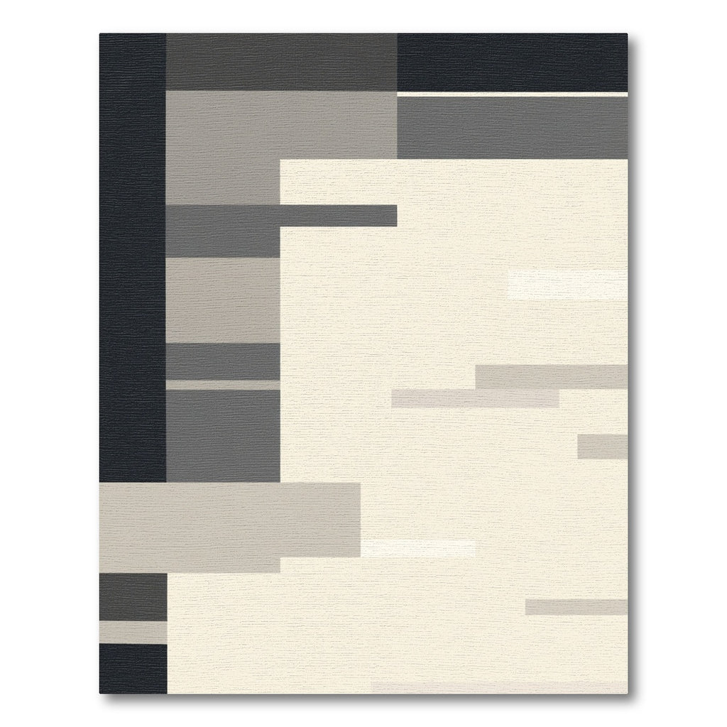 Monochrome Geometric Stacked Blocks Rug