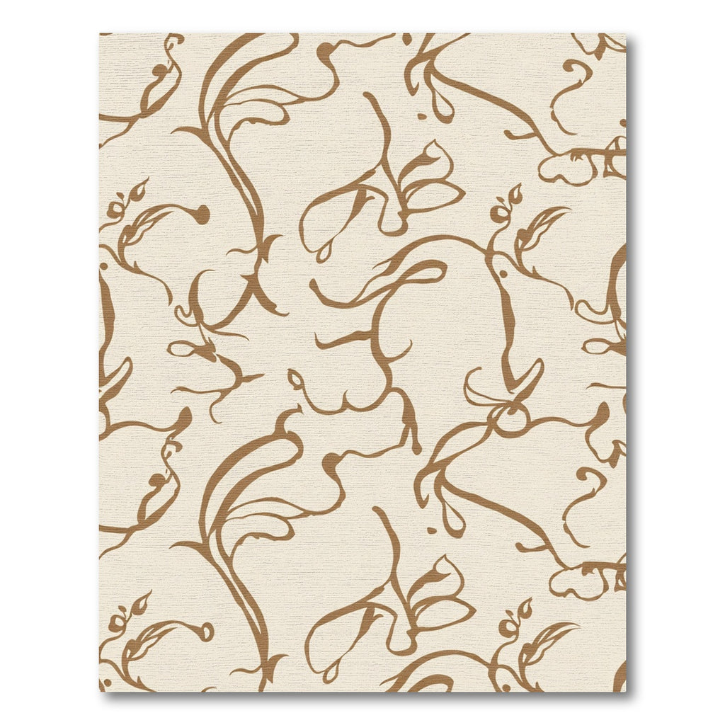Brown Floral Vine Swirl Rug