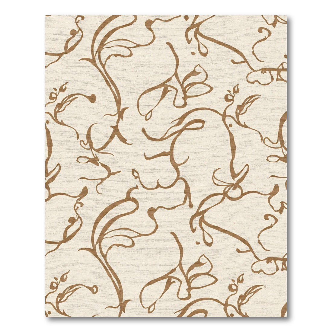 Brown Floral Vine Swirl Rug